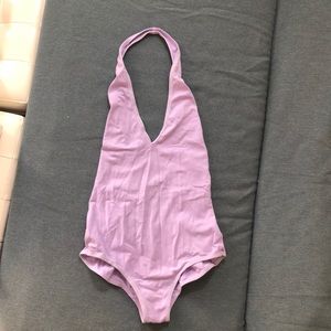 Lavender American Apparel halter bodysuit